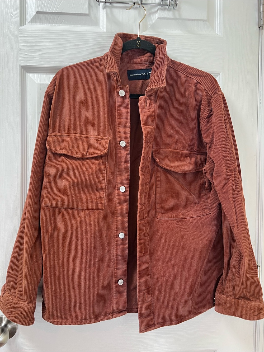 Abercrombie & Fitch Men's Corduroy Shirt Jacket Shacket Rust Brown XS Tall Fall
